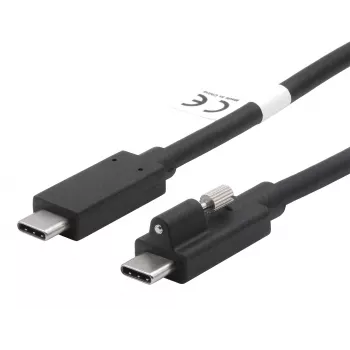 EXSYS EX-K1595V-2.0 USB-C naar USB-C kabel, 2m, zwart, schroefvergrendeling