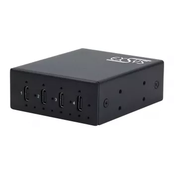 EXSYS EX-12274HMS USB 3.2 Gen 2x1 4-poorts industriële metaal-hub, 10Gbps, 15KV ESD, wand-/DIN-railmontage