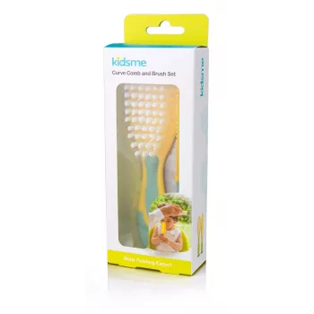 Kidsme baby haarborstel- en kammenset – zachte haren, BPA-vrij, ergonomisch, wit/grijs