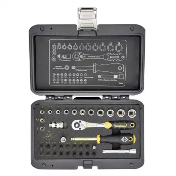 C.K Tools T4660 36-delige metrische dopsleutelset met 1/4-inch aandrijving, 72-tands ratel en bits