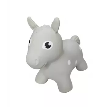 Gerardo's Toys grijs paard hobbeldier voor kinderen vanaf 12 maanden, opblaasbare hopper met pomp, belastbaar tot 50 kg, voor binnen en buiten