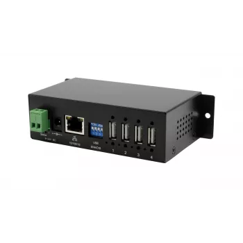 EXSYS EX-6003HMVS-POE-ON 4-poorts USB 2.0 via Gigabit Ethernet server met PoE, 15KV ESD-beveiliging