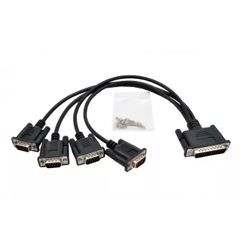 EXSYS EX-OPTC44-9-SM Octopus-kabel 4 x 9 pin seriële RS-232 breakout-kabel, HD44 stekker naar 4x DB9 stekker, 0,6m, zwart