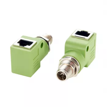 EXSYS M12 X-codering 8-polig stekker naar RJ45 bus 90° industriële Ethernet-adapter, 10Gbps, IP67, afgeschermd EX-49542
