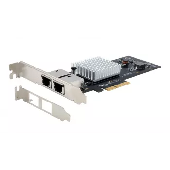 EXSYS Dual 10 Gigabit Ethernet PCIe x4 kaart, Intel X550-AT2, 2x RJ45, low-profile EX-60222