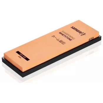 Samura SWS-400 dubbelzijdige watersteen voor het slijpen van keukenmessen, 2000/5000 korrel, korund, met antislip siliconenvoet