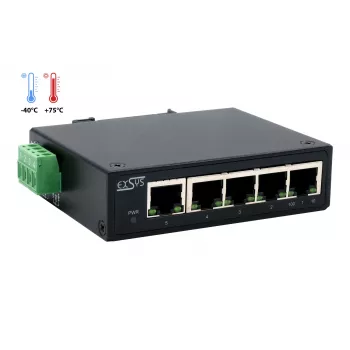 EXSYS 5-poorts industriële Ethernet-switch, 10/100 Mbps, DIN-rail, -40° tot +75°C EX-6200-T