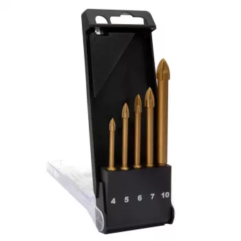 C.K Tools T3059 glasborenset, 5-delig (4-10 mm), wolfraamcarbide punt, voor glas, tegels, keramiek, porselein, spiegels