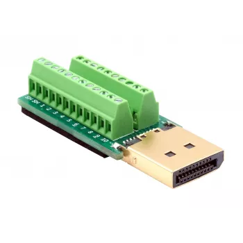 EXSYS EX-49052 DisplayPort stekker naar 20-pin schroefklemmenblok adapter