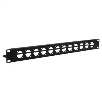EXSYS EX-49299 19 inch 1U rackpaneel met 12 D-type uitsparingen en kabelmanagementgoot