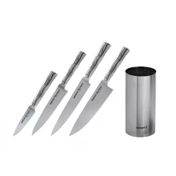 SAMURA Bamboo 4-delige messenset met standaard