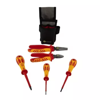 C.K T5980 Essential gereedschapsset, VDE 1000 V, met Magma gereedschapsriem, CombiCutter3 160 mm, combinatietang 185 mm en 3 Dextro VDE schroevendraaiers