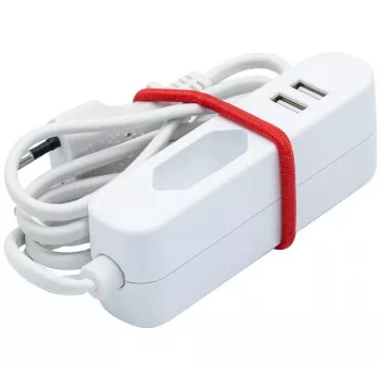 EXERTIS CONNECT stroomverlengkabel met 2 USB-aansluitingen, wit, 1,5 m 808521