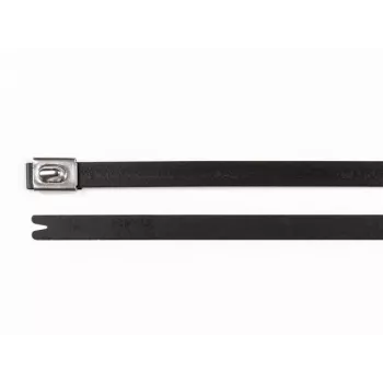 HellermannTyton MBT14HFC-SS316/SP-BK RVS-kabelbinder, 362mm x 7,9mm, zwart polyester gecoat, kogelvergrendeling, 1 stuk 111-00295