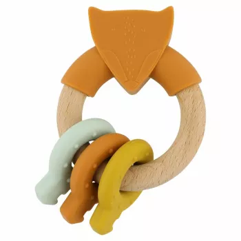 Trixie houten & siliconen babyspeelgoed, vos, 0m+