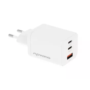 MOVANO GaN 65W 2x USB-C PD + USB-A oplader (wit)