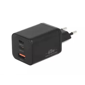 MOVANO GaN 65W 2x USB-C PD + USB-A oplader (zwart)