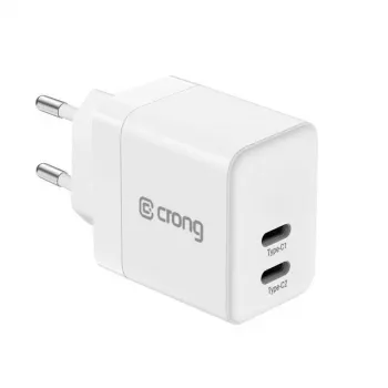 CRONG 35W dual USB-C PD 3.0 PPS GaN wandlader - wit