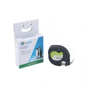 G&G BM-D-G-91221 labeltapecassette 12mm x 4m wit/zwart voor DYMO