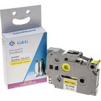 G&G labelband-cassette Brother TZe-631 zwart op geel 12mm 8m 14957