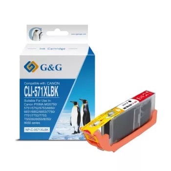 G&G compatibele Canon CLI-571XLBK fotoprinter-inktpatroon in fotozwart met hoge capaciteit (13856)