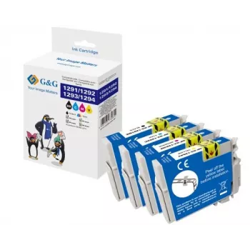 G&G 14813 XL Inktpatronen-multipack voor Epson T1295 (Zwart, Cyaan, Magenta, Geel)