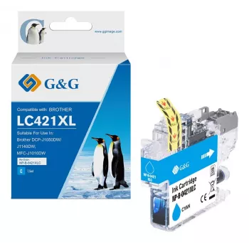 G&G Compatibele Brother LC421XLC Inktpatroon Hoge capaciteit Cyaan (500 pagina's)