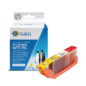 G&G XL gele inktcartridge compatibel met Canon CLI-571XLY (13859)