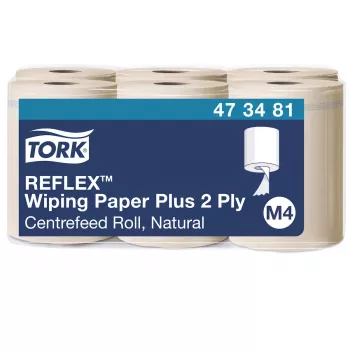 Tork Reflex Advanced M4 centrefeed poets papierrollen, 2-laags, naturel, 429 vel, 6 rollen 473481