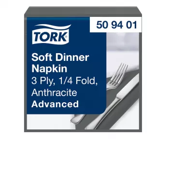 TORK Soft Dinner Advanced antraciet 3-laags servetten 39 x 39,5 cm, 100 stuks (509401)