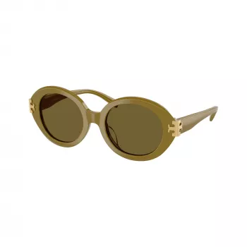 Tory Burch TY7210U dames cat-eye zonnebril, donkerbruin havanna montuur, bruine gradient glazen, 53-18-145 mm, UV-bescherming TY7210U201073