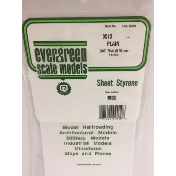 Evergreen 9010 polystyreenplaat 300 x 150 x 0,25 mm, wit, 4-pack