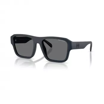 Armani Exchange heren AX4154SU-56 rechthoekige zonnebril, zwart montuur, grijze glazen, 56mm
