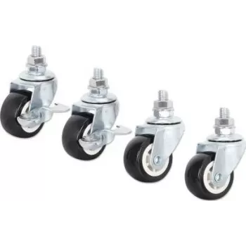 Intellinet Basic Line rollenset voor 19 inch wandbehuizing, 4 rollen (2 geremd), 60 kg draaglast, zwart/zilver 716819