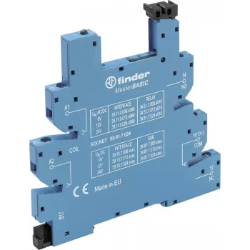 Finder relaisvoet met houderklem, LED en EMC-onderdrukking, 93.61.7.024