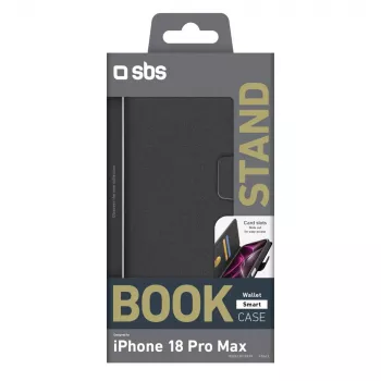 SBS Wallet Smart hoes voor iPhone 18 Pro Max met wallet en standaard - zwart