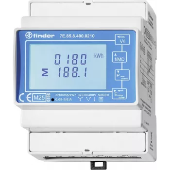 Finder 7E.85.8.400.0210 eenfasige digitale energiemeter met Modbus RTU, CT 400A, klasse B