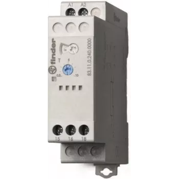 Finder 83.11.0.240.0000 inschakelvertraagd tijdrelais, 240V AC, 1 CO, 0,05s-100h, DIN-rail