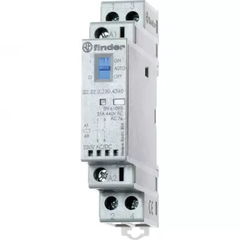 Finder 22.32.0.230.4540 installatiecontactors 230V AC/DC, 1NO+1NC, LED, 25A, DIN-rail