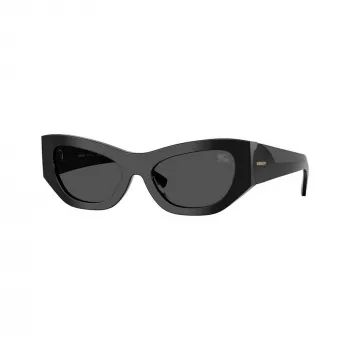 Burberry BE4450U300187 dames zonnebril, glanzend zwart montuur, donkergrijze glazen, 54mm
