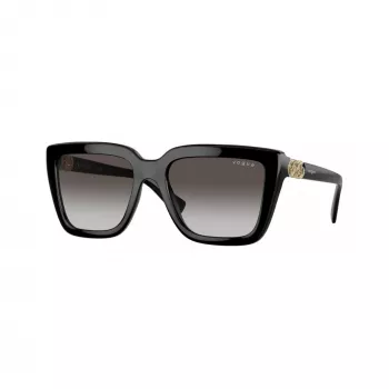Vogue VO5575SBW448G dameszonnebril, vierkant acetaat montuur, zwart, grijze gradientglazen, 55mm