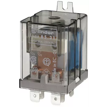 Finder 65.31.9.024.4000 Industrieel steekrelais, 24V DC spoel, 1 CO (SPDT), 20A, fluxmiddelbestendig