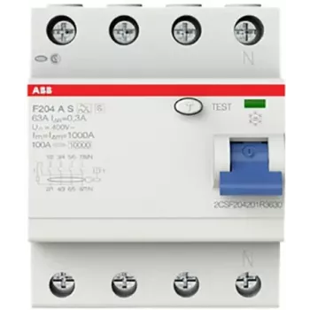 ABB F204AS-63/0.3 aardlekschakelaar 4P 63A 300mA type A 2CSF204201R3630