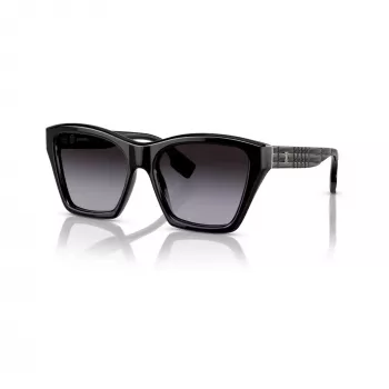 Burberry BE439130018G5 dames zonnebril, vierkant, acetaat, zwart montuur, grijze gradientglazen, 54mm