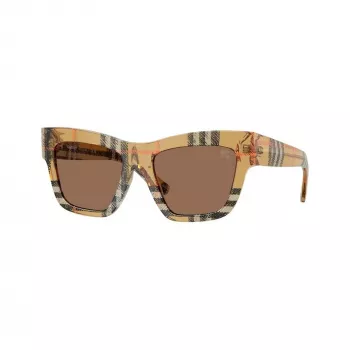 Burberry BE4449-414673 dames zonnebril, vierkant acetaat montuur, Havana/schildpad, bruine glazen, 53/19/140 mm