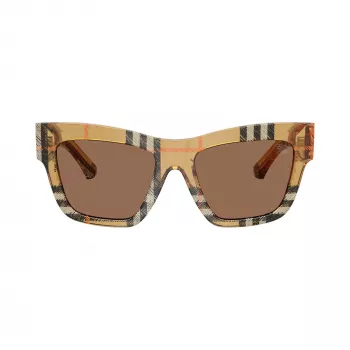 Burberry BE4449-414673 dames zonnebril, vierkant acetaat montuur, Havana/schildpad, bruine glazen, 53/19/140 mm