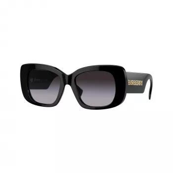 Burberry BE4410-30018G dames zonnebril – zwart montuur, grijze gradient-glazen, 52mm