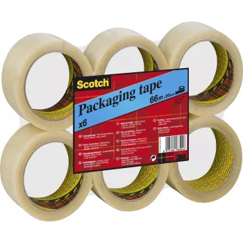 3M Scotch verpakkingstape 6890, 50mm x 66m, transparant PVC, sterke kleefkracht, geluidsarm, 50 micron - 1 rol (PVC6RT)