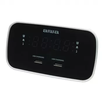 AIWA CRU-19RD rode wekkerradio met FM/AM-tuner, dubbele wekker, snooze, sleeptimer, LED-display, batterijback-up