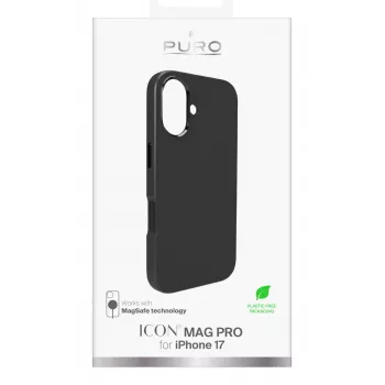 PURO Icon Case Hoesje voor Apple iPhone 17, MagSafe-compatibel, zwart (PUIPC1763ICONMPBLK)